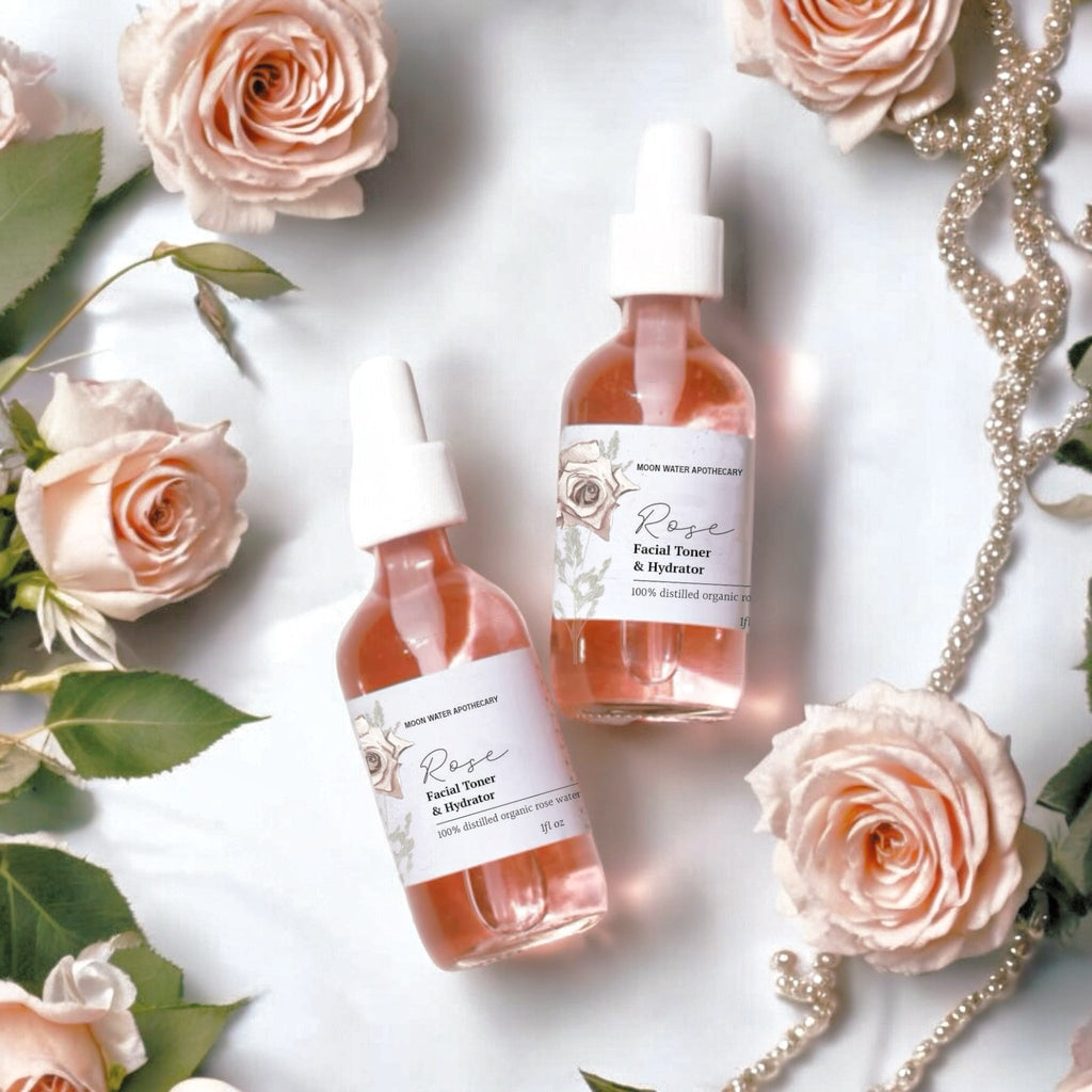 Moon Water Apothecary Handcrafted Rose Water Facial Toner – Organic Hydrating Mist for All Skin Types, 1 fl oz
