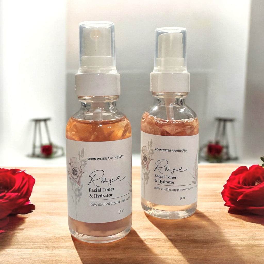 Moon Water Apothecary Handcrafted Rose Water Facial Toner – Organic Hydrating Mist for All Skin Types, 1 fl oz