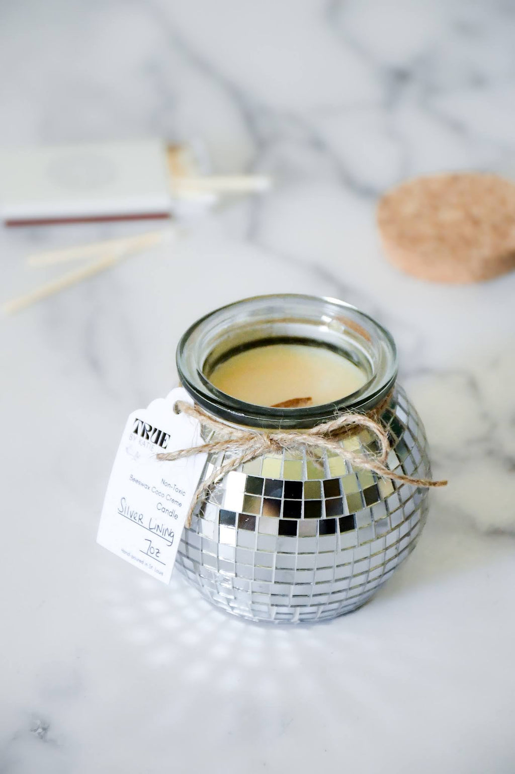 Silver Lining Disco Ball Candle