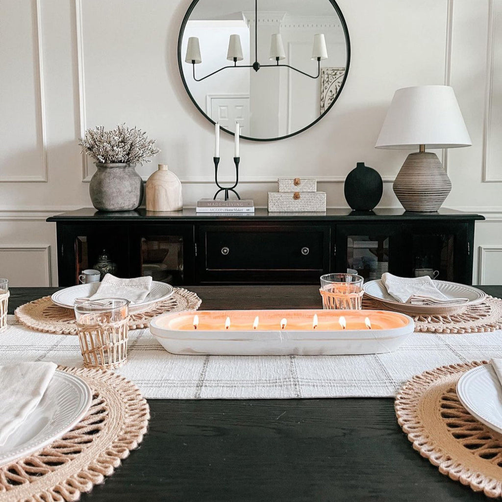 Unscented - 7 Wick White Wood Dough Bowl Soy Candle