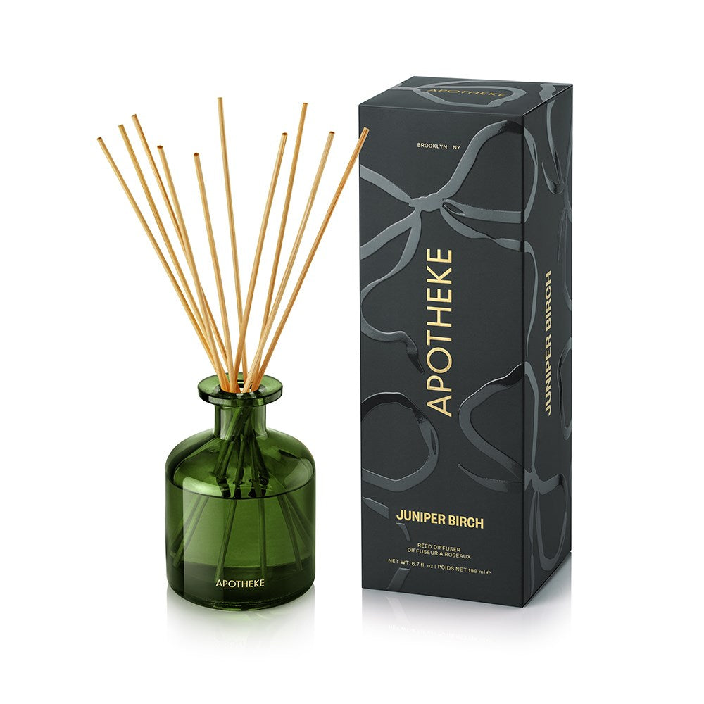 APOTHEKE Juniper Birch Reed Diffuser – 6.7 oz, 10 Rattan Sticks, 3-4 Month Duration