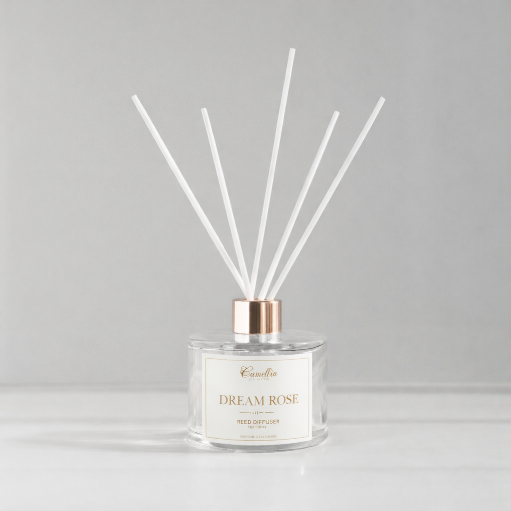 Dream Rose Reed Diffuser by Camellia Lux Scents | 5 oz Premium Home Fragrance