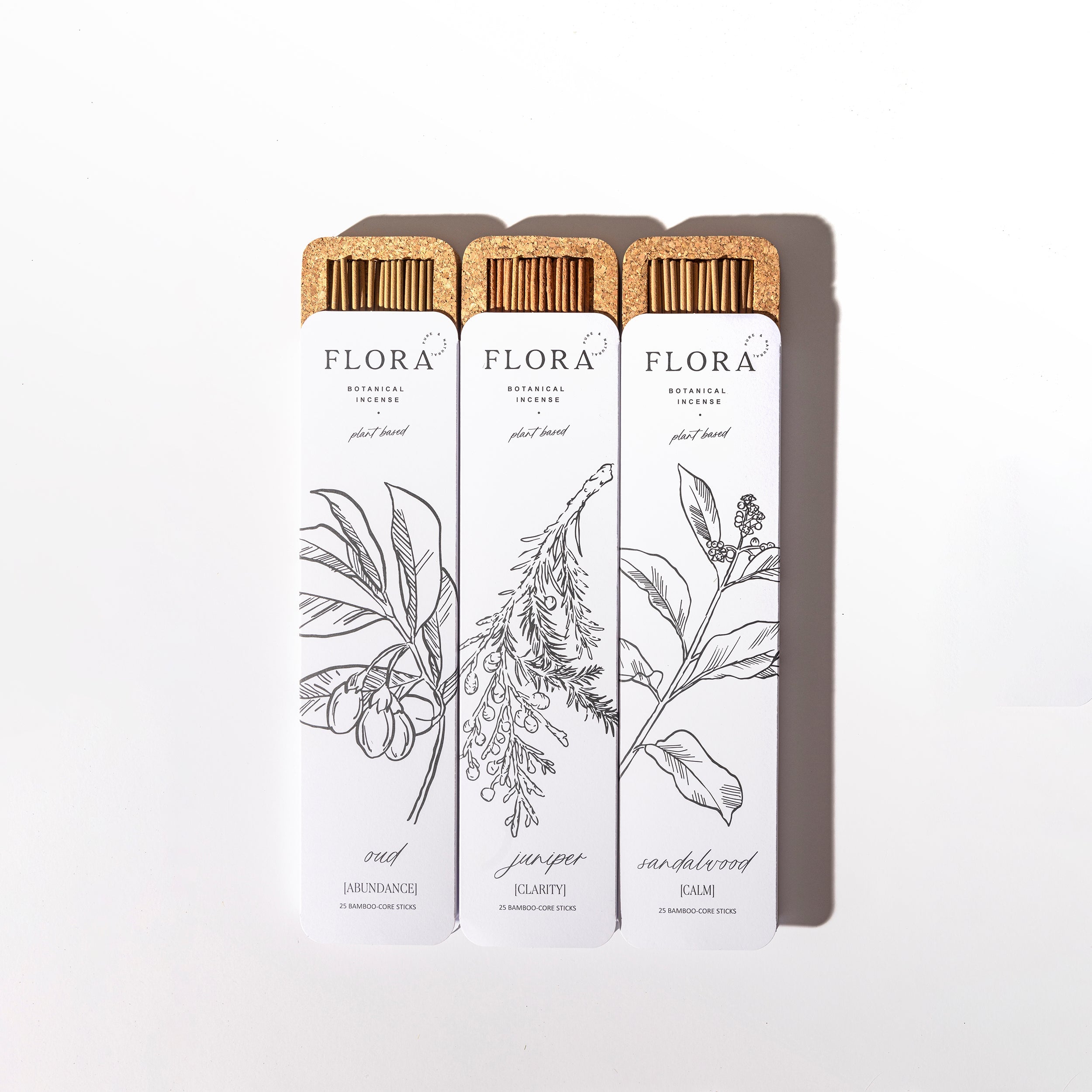 Natural Incense Traditions Trio by Flora Botanical Incense – Oud, Juniper & Sandalwood