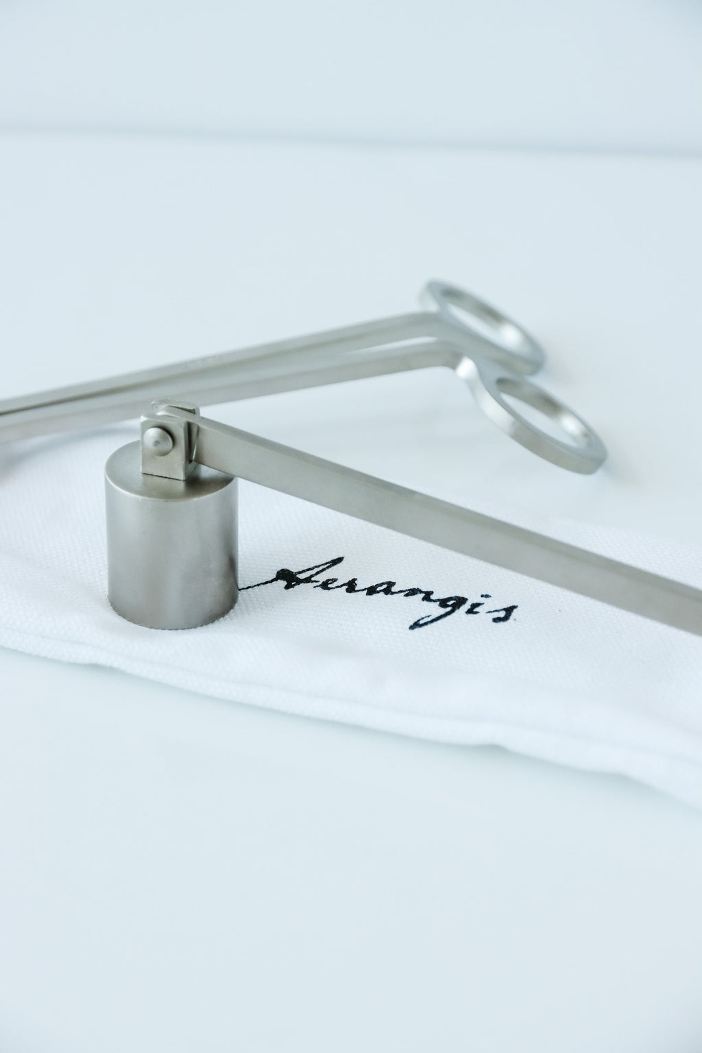 Aerangis Candle Snuffer – Stainless Steel Wick Care Tool with Cotton Storage Bag