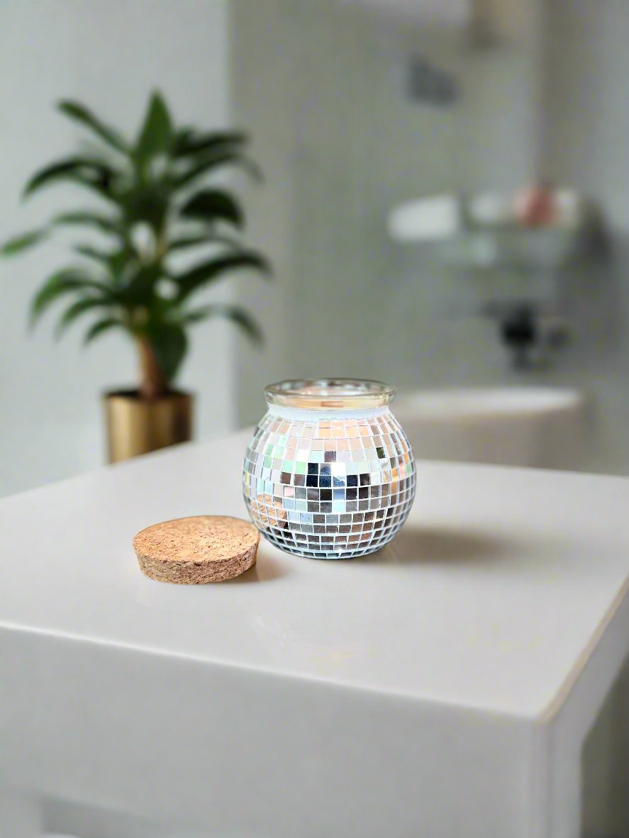 Silver Lining Disco Ball Candle