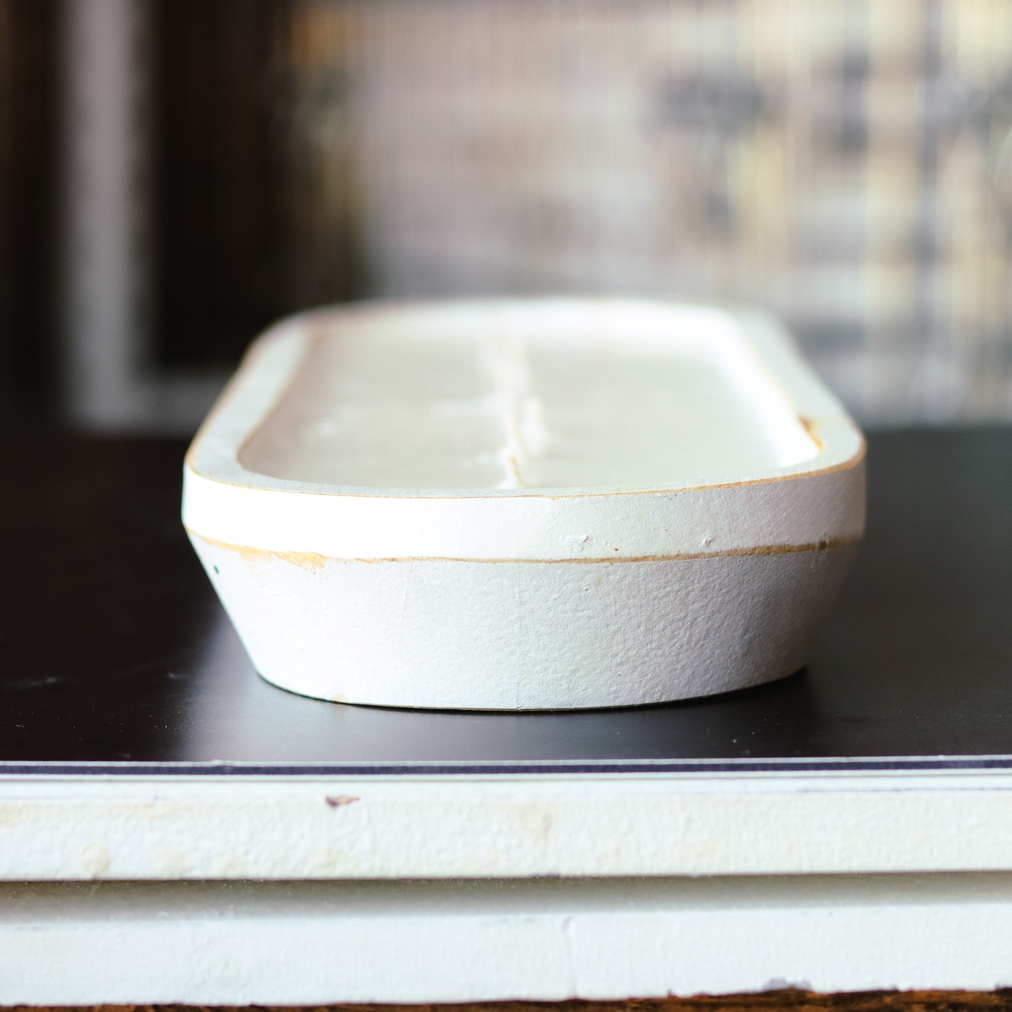 Unscented - 7 Wick White Wood Dough Bowl Soy Candle