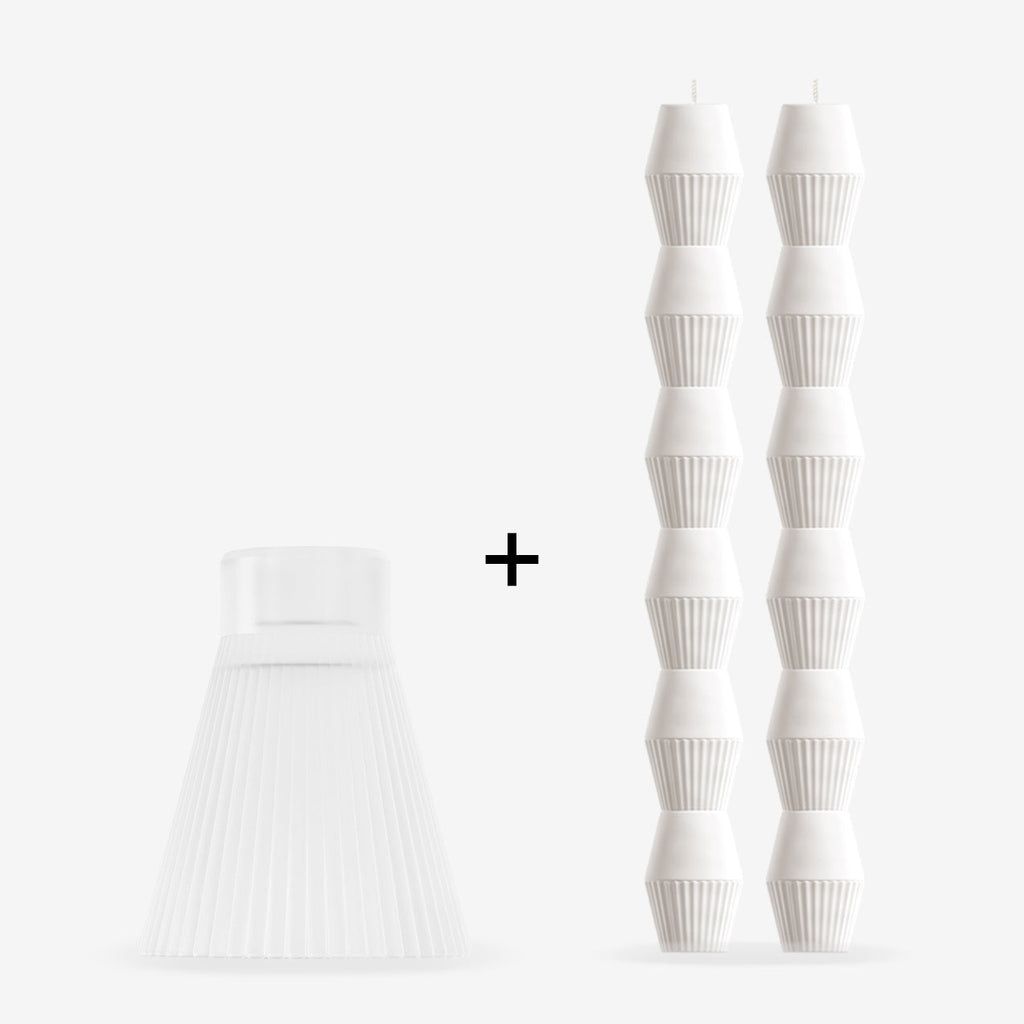 ZAI Geometric Pillar Candle in Ivory