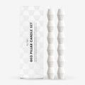 Ivory Geometric Pillar Candle Set of 2 by OZAIZ
