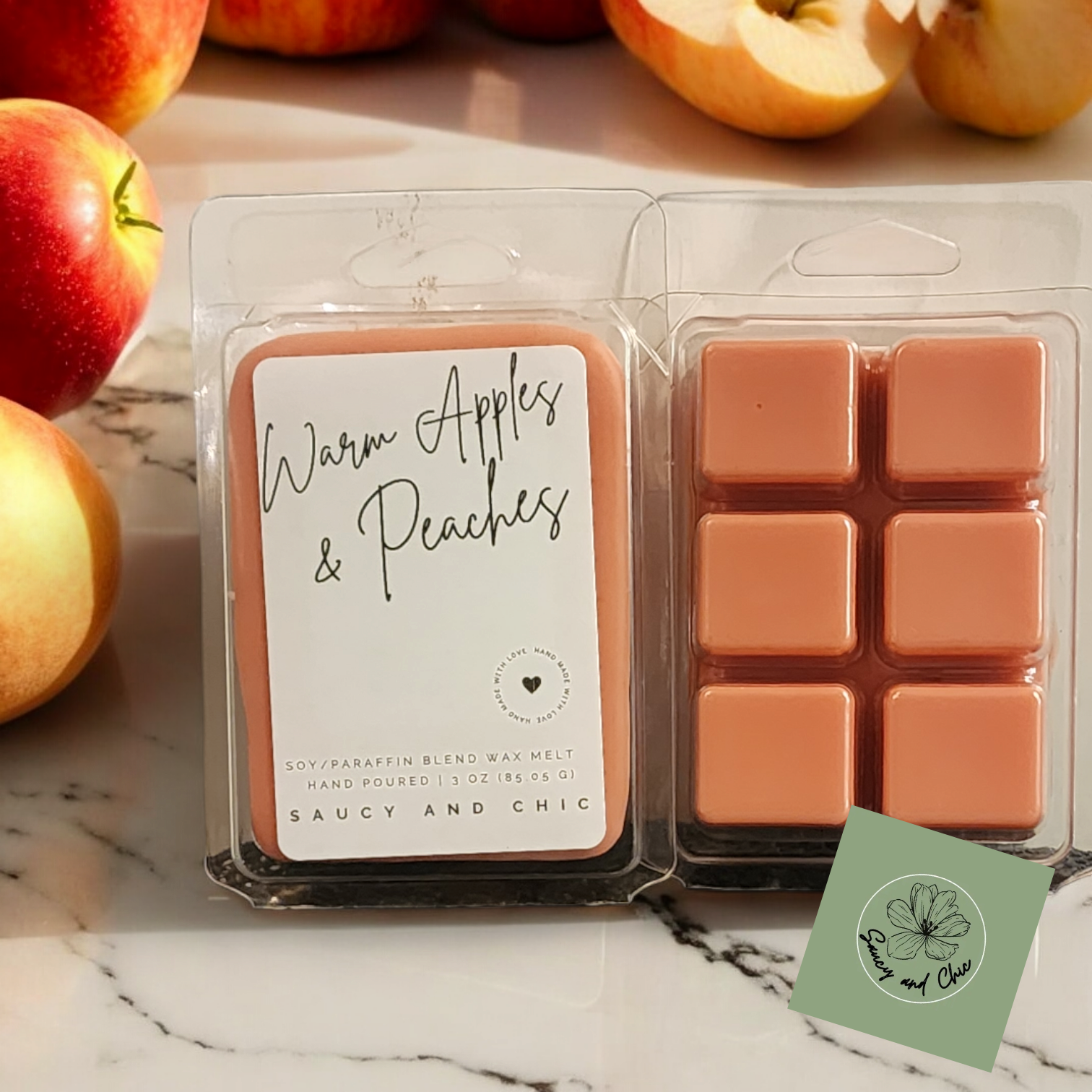 Warm apples and peaches wax melt