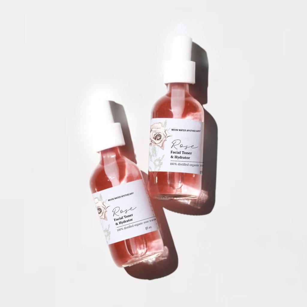 Moon Water Apothecary Handcrafted Rose Water Facial Toner – Organic Hydrating Mist for All Skin Types, 1 fl oz