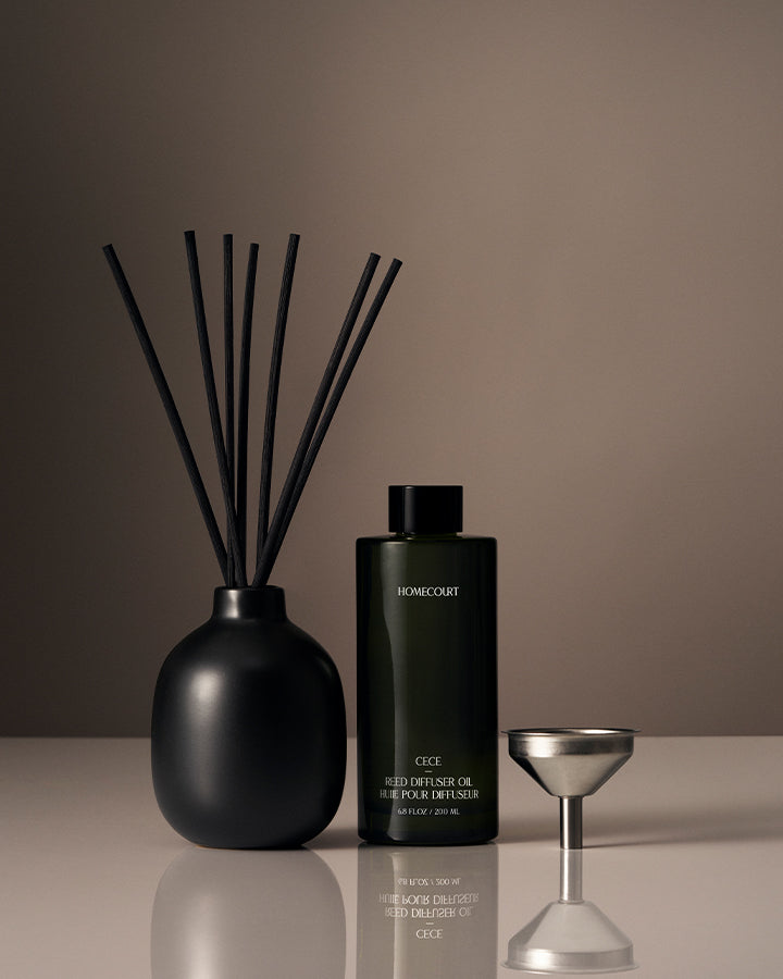 Homecourt Fragrance Reed Diffuser – 200ml Premium Ceramic Set with Rattan Reeds