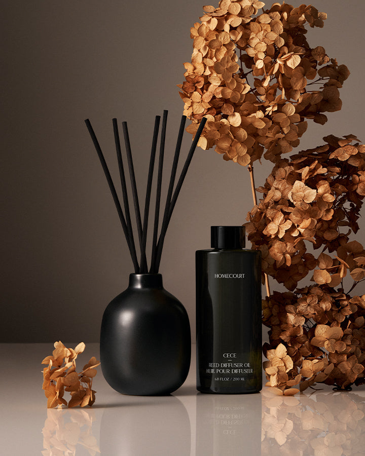Homecourt Fragrance Reed Diffuser – 200ml Premium Ceramic Set with Rattan Reeds