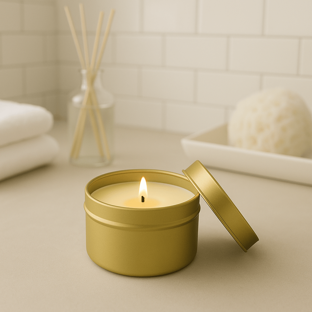 Bergamot and Mahogany Gold Tin Soy Candle
