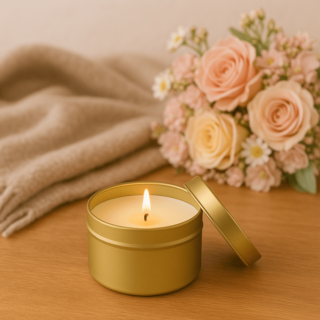 Cashmere and Cedarwood Gold Tin Soy Candle