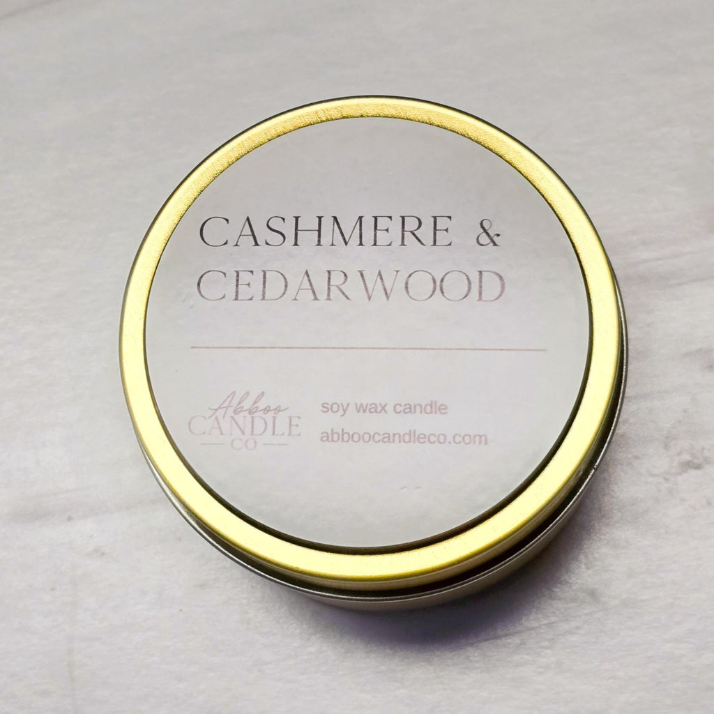 Cashmere and Cedarwood Gold Tin Soy Candle