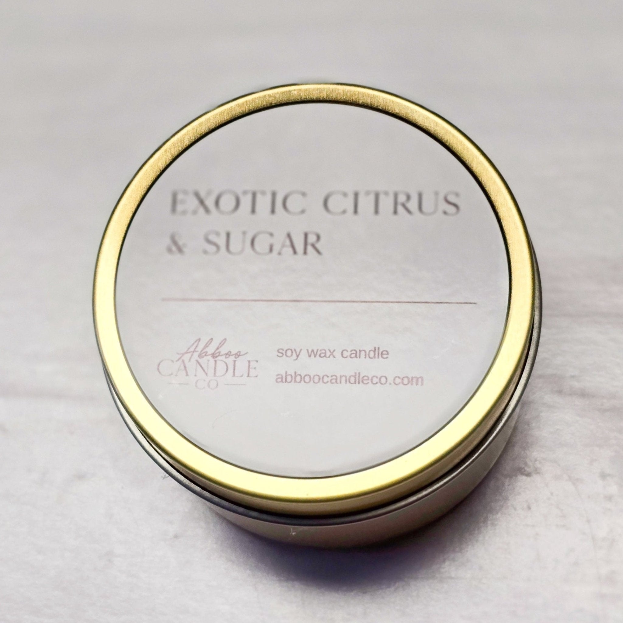 Exotic Citrus and Sugar Gold Tin Soy Candle