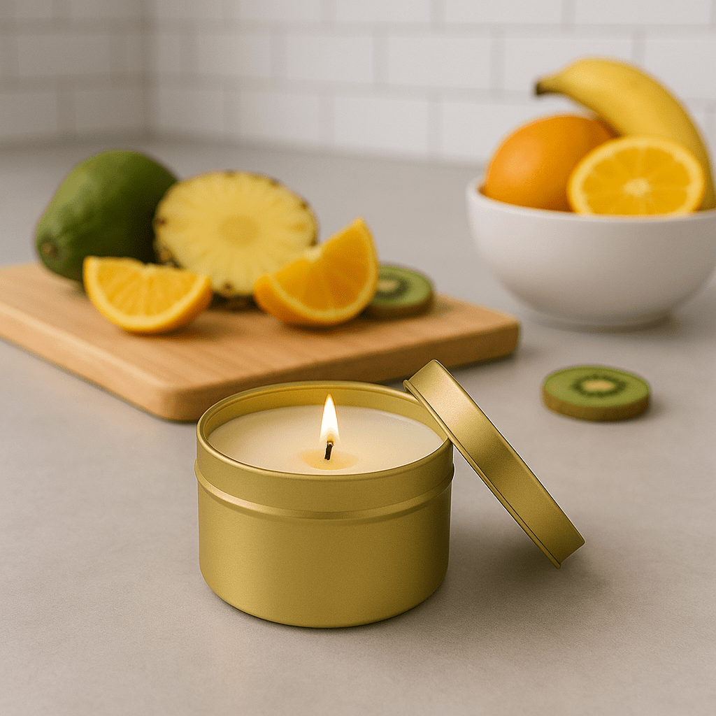 Exotic Citrus and Sugar Gold Tin Soy Candle
