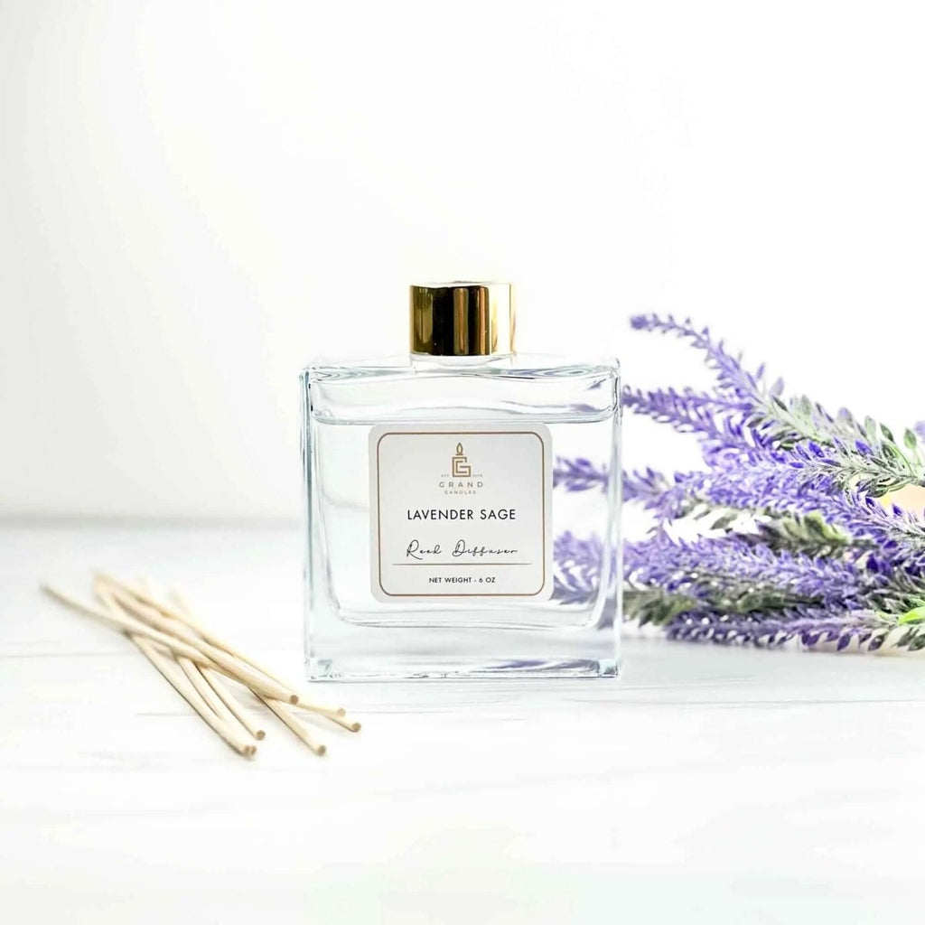 Lavender Sage Reed Diffuser by Grand Candles | Natural Essential Oil Blend