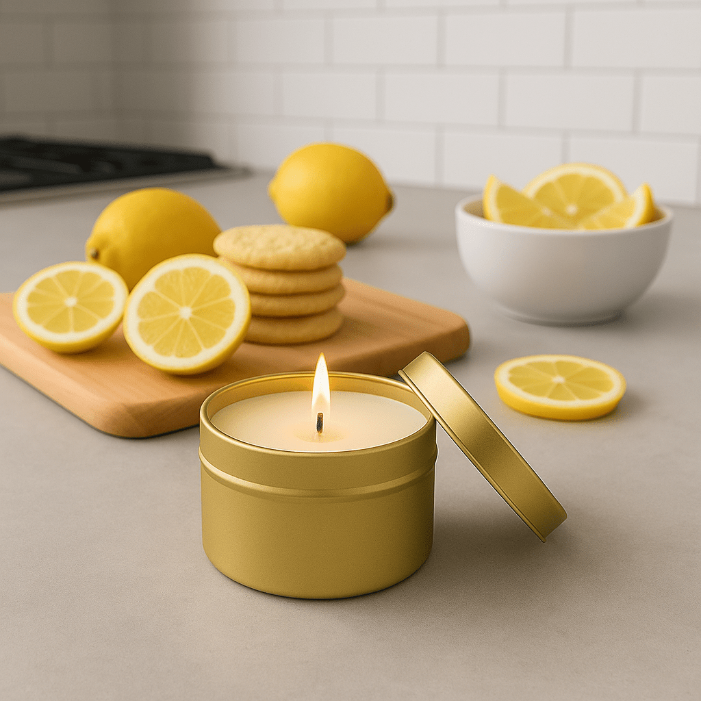 Lemon and Sugar Cookie Gold Tin Soy Candle