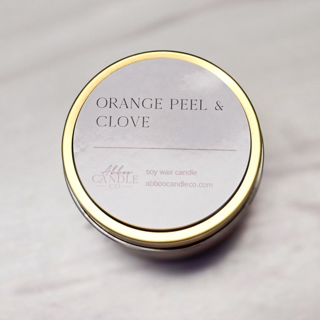 Orange Peel and Clove Gold Tin Soy Candle