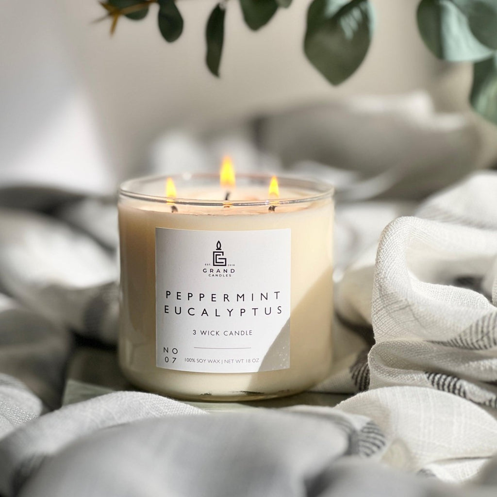 Peppermint Eucalyptus Candle by Grand Candles – Soy Wax, Multiple Sizes